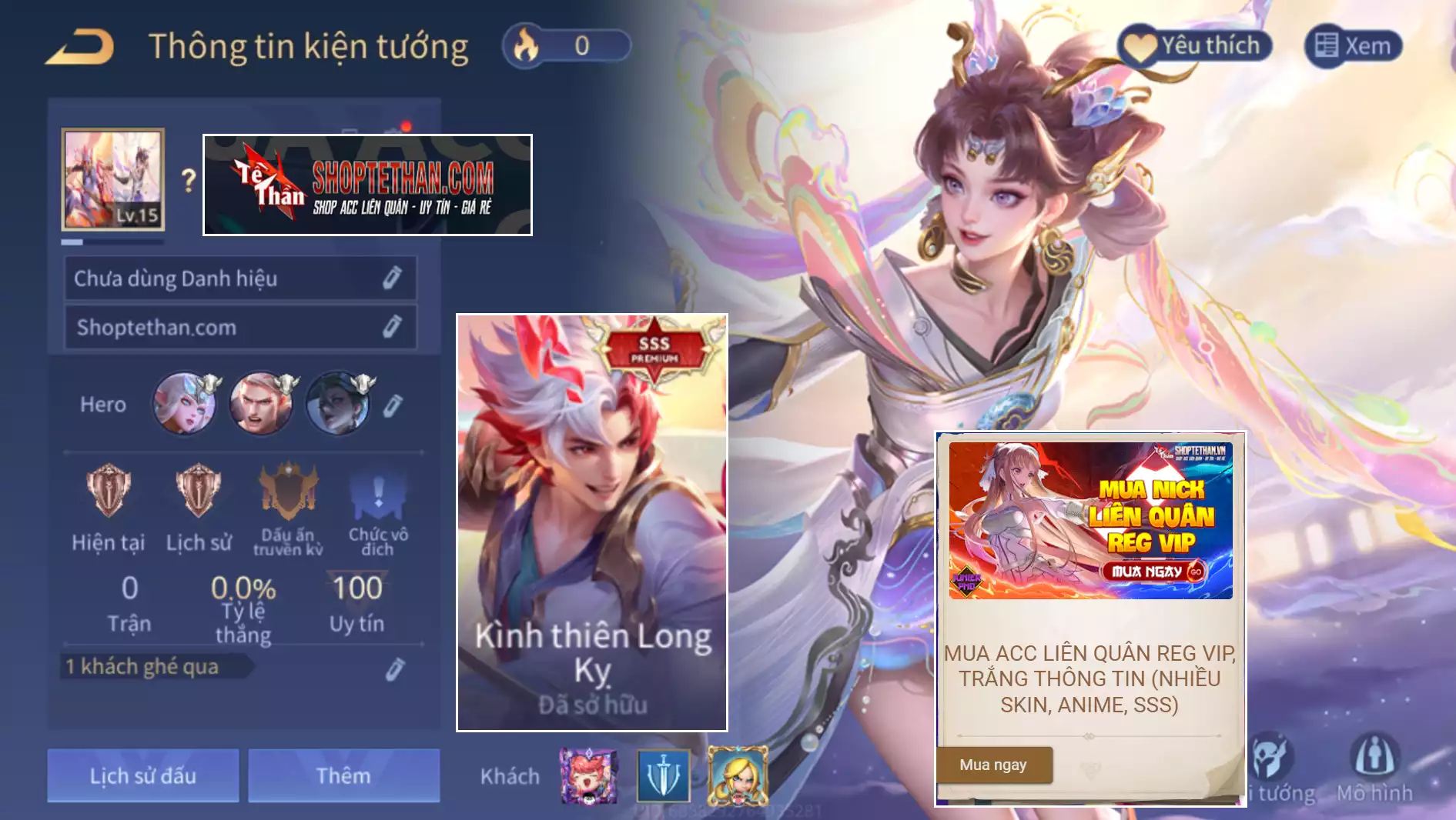 ACC REG: Bijan Kình thiên Long Kỵ, Violet vọng nguyệt long cơ... trắng thông tin, không mail ảo